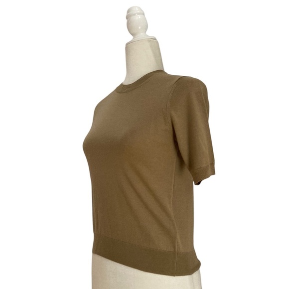 Burberry Uniform 100% Merino Wool Short Sleeve Crew Neck Sweater XS Caramel - Picture 9 of 11